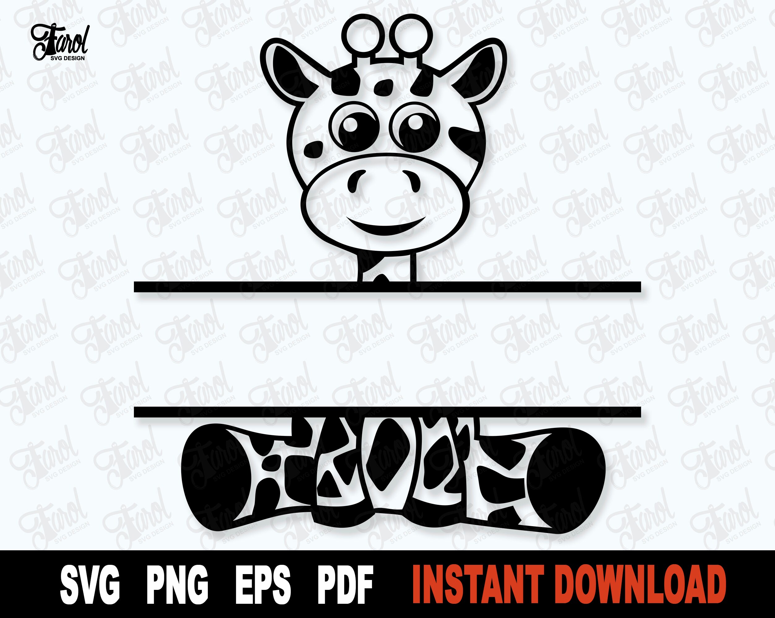 Giraffe SVG Giraffe Split Monogram SVG Cute Giraffe SVG File - Etsy