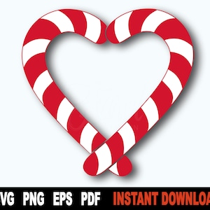 May include: A red and white candy cane shaped into a heart.