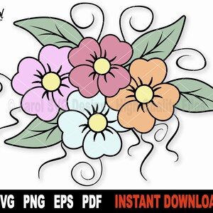 Flores svg decoración floral archivo svg para cricut, silueta naturaleza svg archivo de corte vector clipart flores de primavera- Descarga digital instantánea