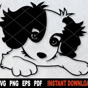 Cavalier King Charles Spaniel SVG Cut File, Dog SVG Outline, Single Layer Black Svg File For Cricut, Silhouette, Cute Pet-  Instant Download