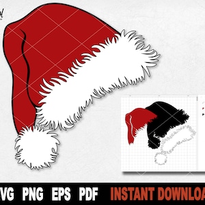 Bonnet de Noel SVG, fichiers svg Noël pour Cricut, Silhouette, vacances Svg Vector Clipart, Png Art Design - téléchargement immédiat