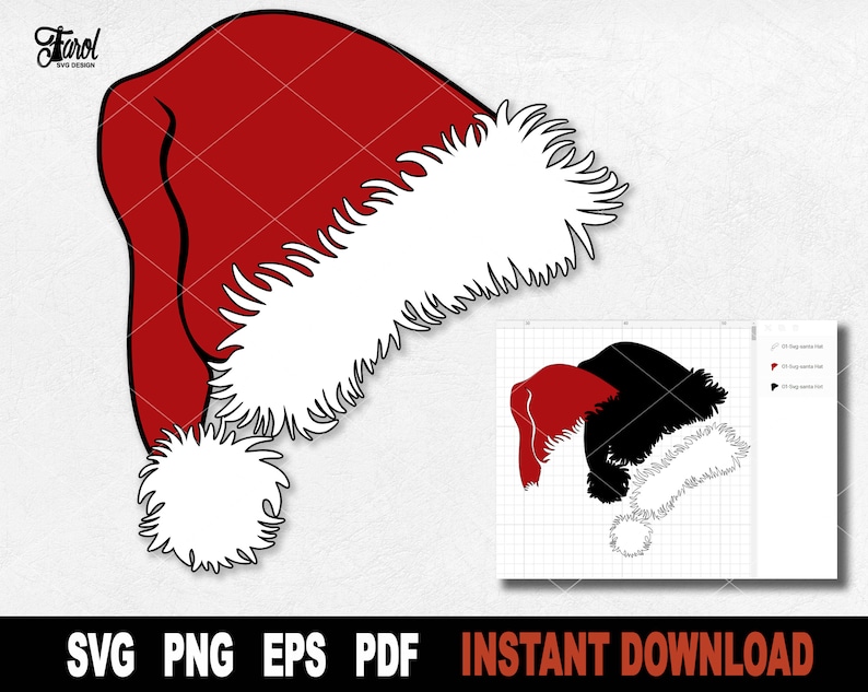 santa hat svg, xmas hat svg, santa hat png, santa claus hat svg, christmas hat svg, christmas svg, cricut cut file, silhouette cut file, santa svg, hat svg, saint nick svg, xmas hat png, holiday svg
