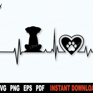 Hund SVG, Hund Herzschlag-Svg-Datei für Cricut, Silhouette, Gesundheitswesen SVG-Schnitt-Datei, Vektor-Clipart-Cutting-Datei - sofortiger digitaler Download