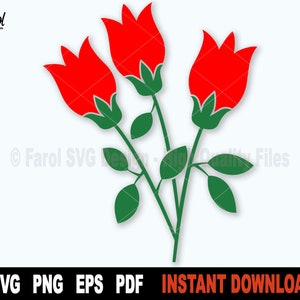 Rosas SVG, Archivo Svg de flores para Cricut, Silueta, Naturaleza Svg Archivo de corte, Ramo de rosas Vector Clipart, Png imprimible- Descarga instantánea