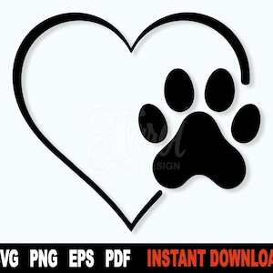 Dog Paw Heart SVG: Cricut, Sublimation (Digital Download)