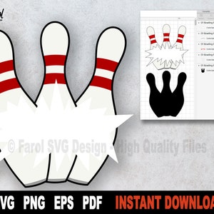 Bowling Pin-Svg-Datei, Bowling-Split-Monogramm-Svg-Datei für Cricut, Sport Clipart, Namensrahmen-Svg, Png-Dateien - sofortiger digitaler Download