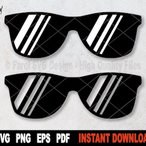Gafas de sol SVG: Archivo de corte de silueta negra (descarga digital)