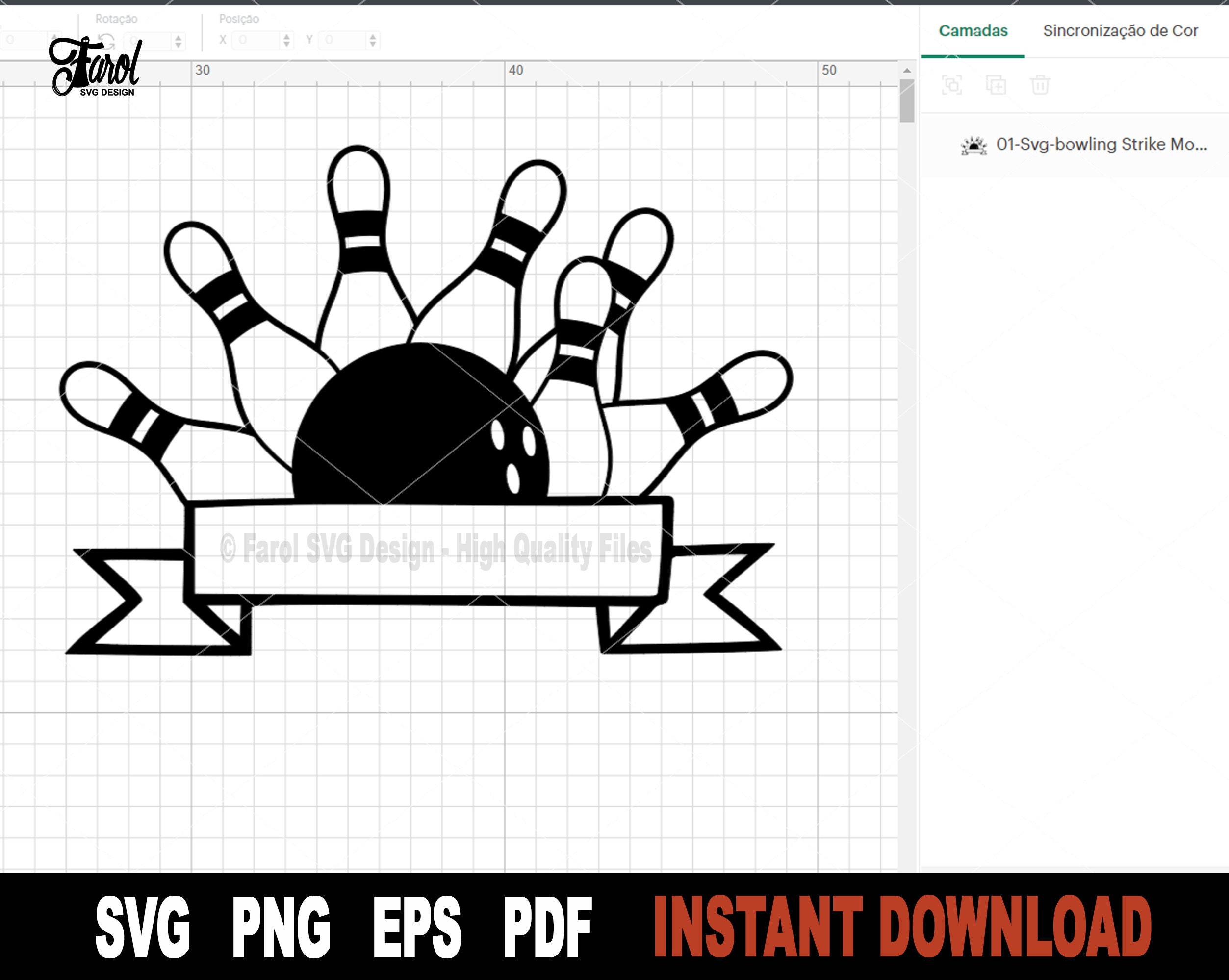 Bowling Pin Split Monogram SVG: Sport Clipart, Name Frame (digital ...