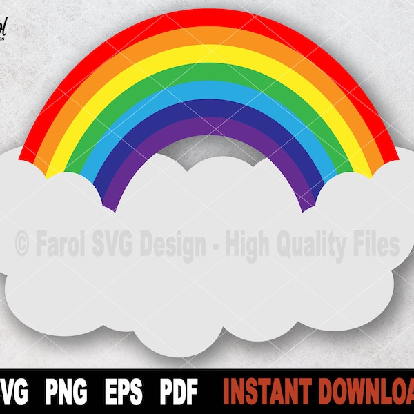 Rainbow SVG, Rainbow SVG File For Cricut, Silhouette, Nature Vector Clipart Cut File, Layered, Sublimation Png- Instant Digital Download