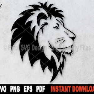 Lion SVG, Lion Svg Files for Cricut, Silhouette, Animal Clipart Svg Cut File, Safari Vector, Sublimation Png- Download digital instantâneo