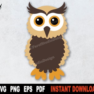 Owl SVG, Cute owl SVG File For Cricut, Silhouette, Owl Cut File, Animal Clipart, Sublimation PNG - Instant Digital Download