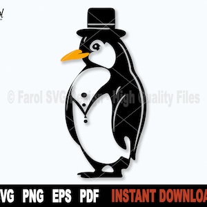 Penguin with Hat SVG: Cricut, Silhouette, Vector, PNG, PDF (Digital Download)
