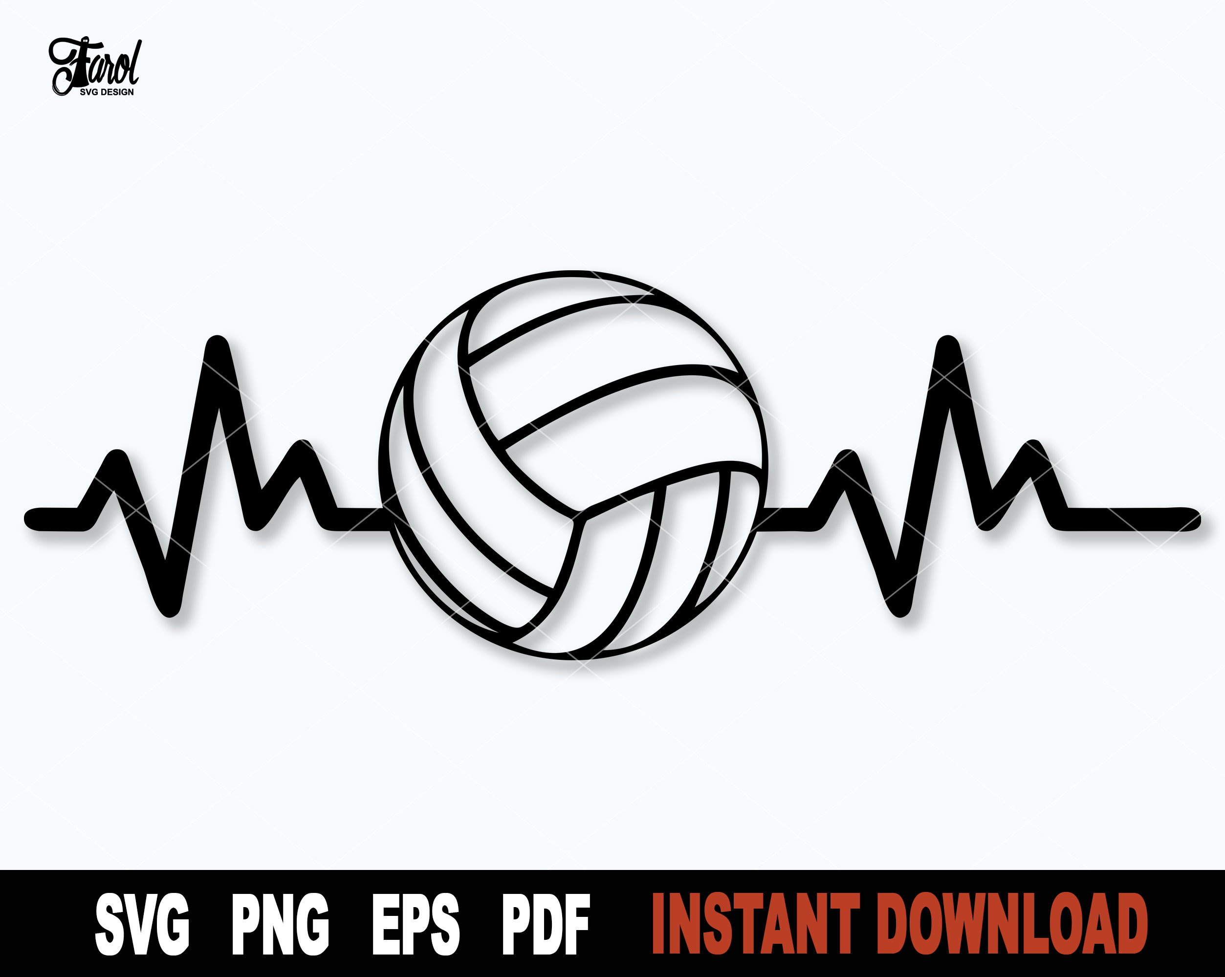 Heartbeat Volleyball Svg Volleyball Svg File for Cricut Etsy UK
