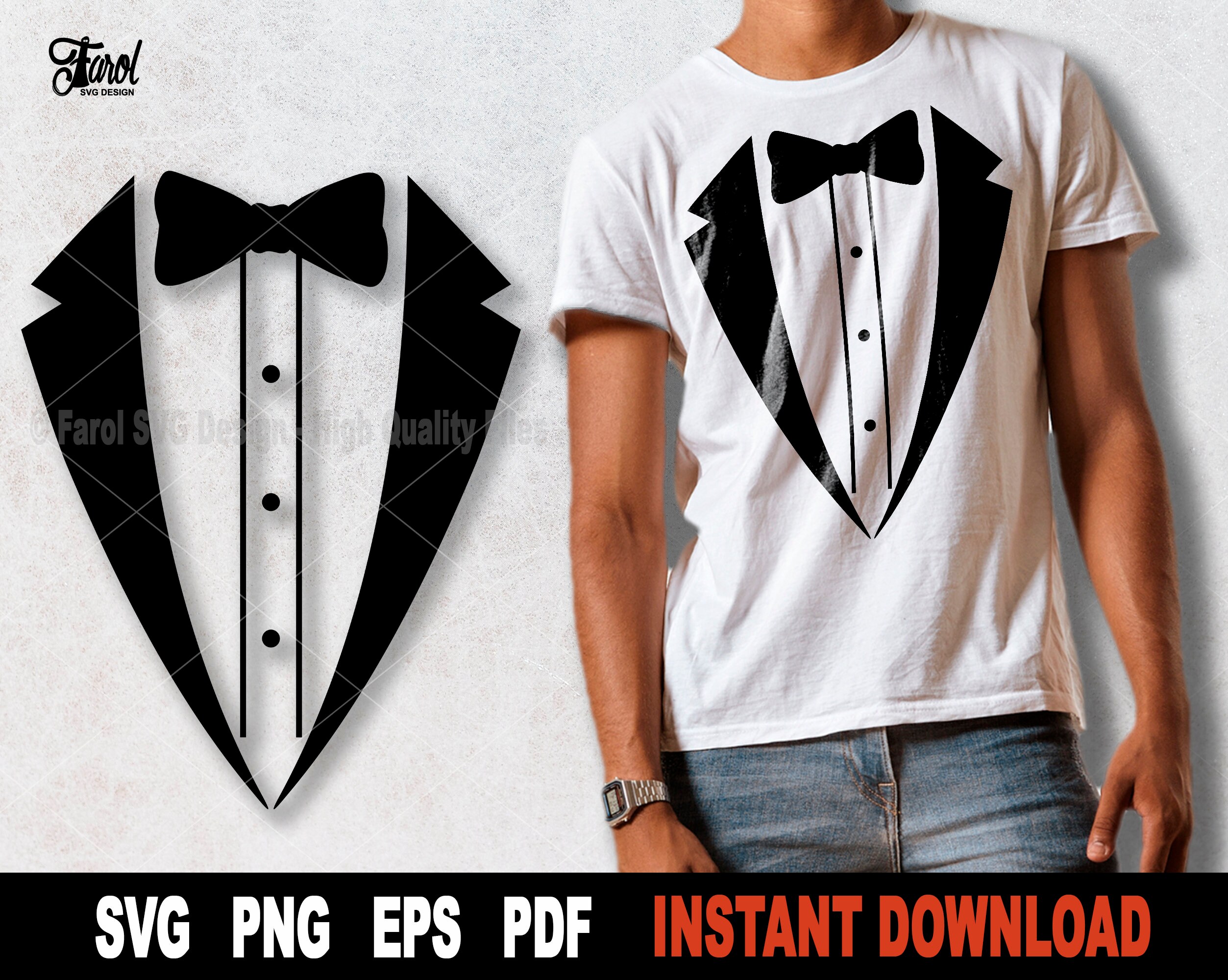 Tuxedo SVG Tuxedo SVG File for Cricut Black Silhouette Suit Etsy