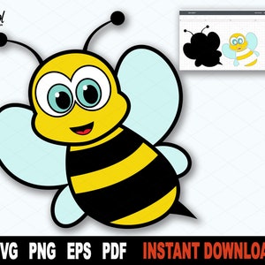 Bee SVG, Bee Clipart, Bee SVG-bestand voor Cricut, silhouet, Bee gesneden bestand, sublimatie Png-Instant Digitale Download