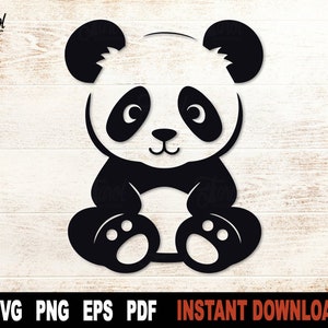 Panda mignon ours Svg, Panda Svg, fichier Svg ours pour Cricut, Silhouette, vecteur Clipart ours, couper fichier, Png Art Design-téléchargement numérique