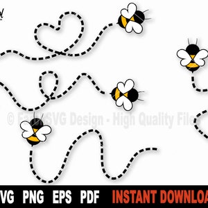 Bee Paths SVG, Bestand voor Cricut, Silhouet, Bumble Bee Svg Cut File, Vector Clipart Svg Bundel, Sublimatie Png - Instant Digitale Download