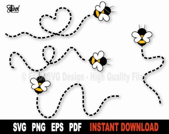 Bistigar SVG: Humla Clipart, Cricut Silhouette Cut-fil (digital nedladdning)