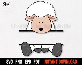Får Split Monogram SVG: Påskdjur Clipart (Digital Nedladdning)
