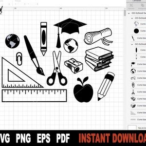 School Svg Bundle Teacher Svg Crayon Svg File for Cricut - Etsy Canada