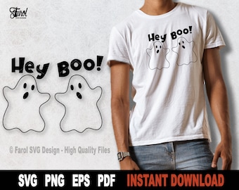Hey Boo Ghost SVG: Halloween-shirt clipart (digitale download)