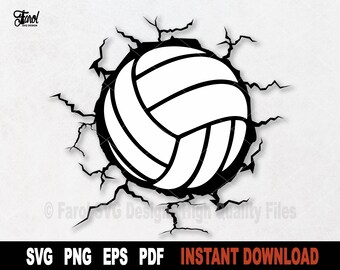 Volleyball SVG File: Sport Vector Clipart, PNG Art (Digital Download)