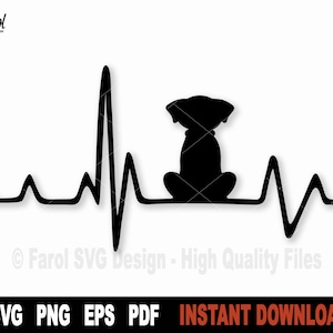 Hund Herzschlag SVG, Hund SVG-Datei für Cricut, Silhouette, Liebe Hund SVG, Tiere Vektor Clipart, Tshirt Sublimation Png - digitaler Download