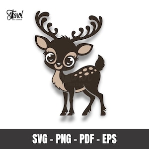 Cute Reindeer SVG | Christmas Reindeer Layered Cut File | Cricut Silhouette Clipart | Reindeer Christmas Shirt Design