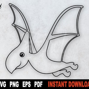 Dinosaur SVG, Pterodactyl SVG, Outline Dinosaur SVG File For Cricut, Silhouette Clipart Cut File,  Sublimation png- Instant Digital Download