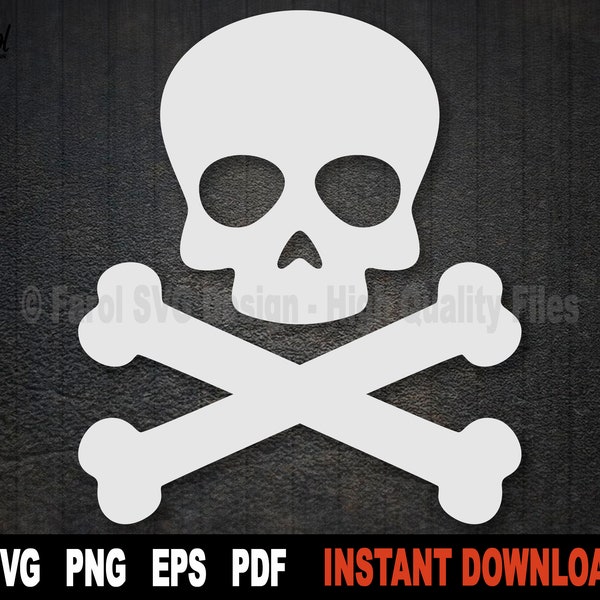 Skull Svg, Crossbones SVG File For Cricut, Silhouette, Halloween Clipart, Skull Bones Svg, Danger Svg Clipart cutting file- Digital Download