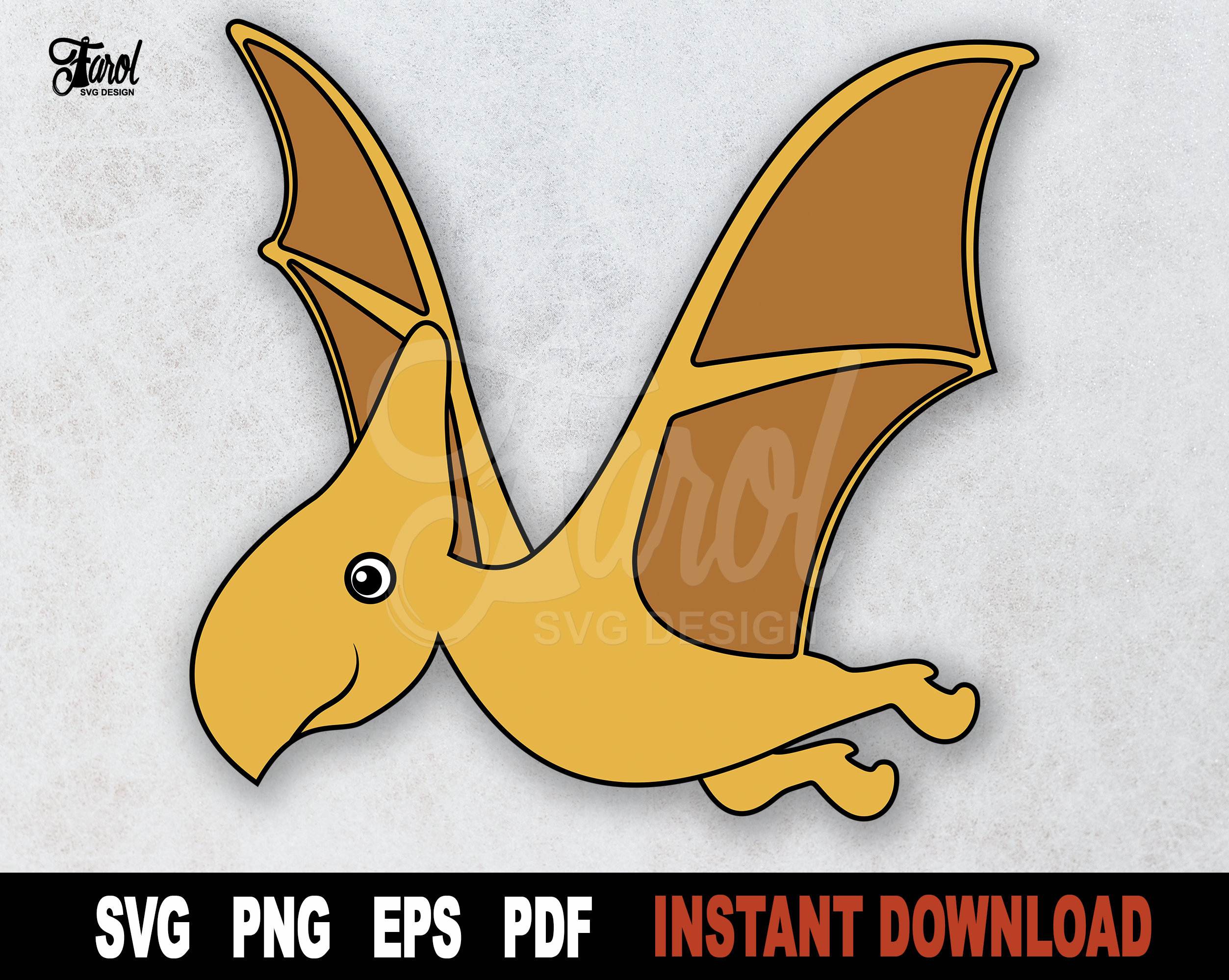 Baby Pterodactyl Dinosaur Color Stroke PNG & SVG Design For T-Shirts