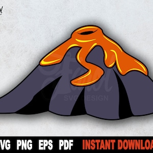 Volcano SVG, Nature Clipart Volcano Erupting, Lava Flow SVG File For Cricut, Silhouette, age Of Dinosaurs Clipart - Instant Digital Download