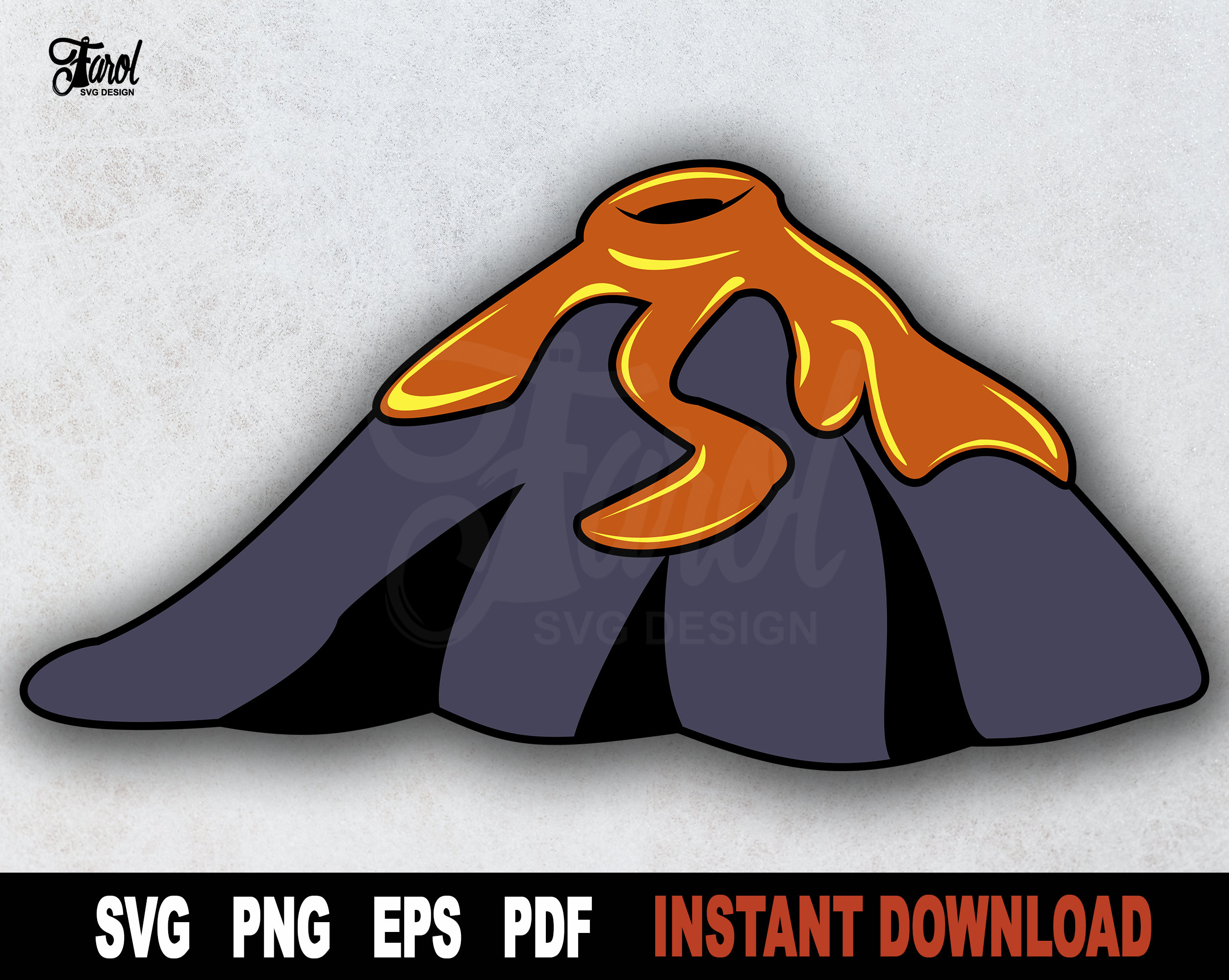 Erupting Volcano SVG: Lava Flow Clipart for Cricut (Digital Download)