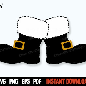 Bota do Papai Noel Svg, Arquivo Svg de Natal para Cricut, Silhueta, Botas de Neve Svg, Papai Noel Svg, St.