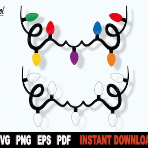 Christmas Lights svg, Christmas Svg File For Cricut, Silhouette,  Light String Svg Cut File, Holiday Clipart- Instant Digital Download