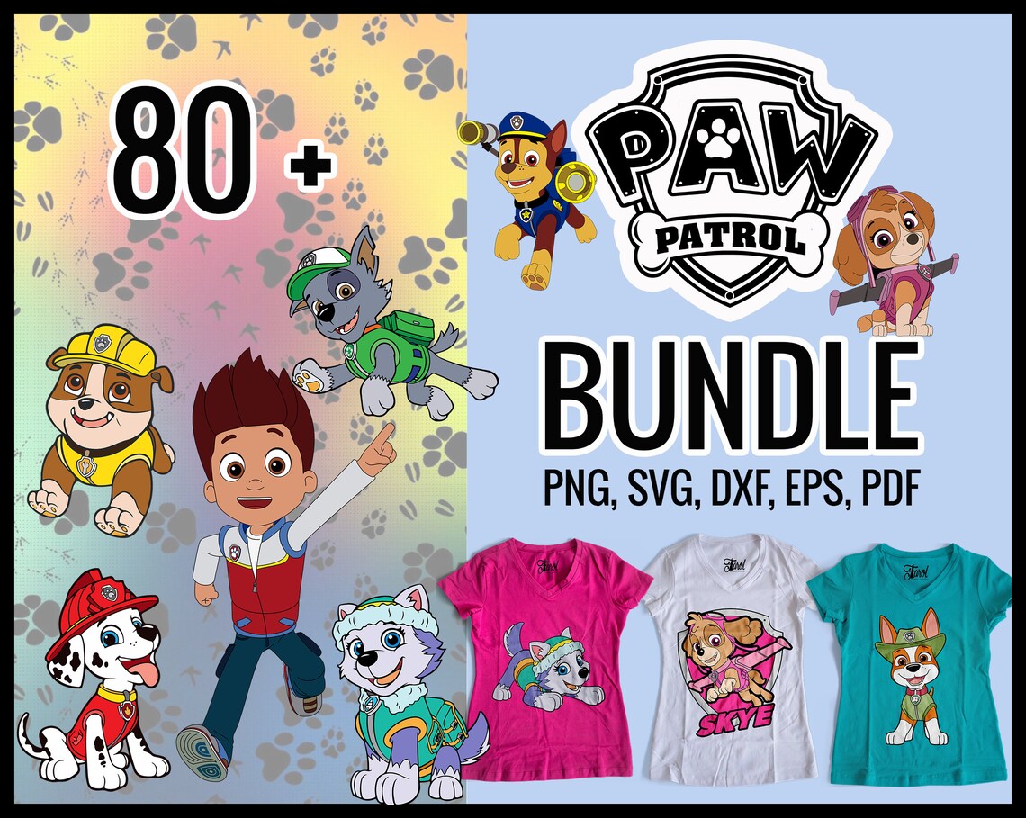 Download Paw Patrol SVG Clipart PNG Bundle Chase Skye Everest | Etsy