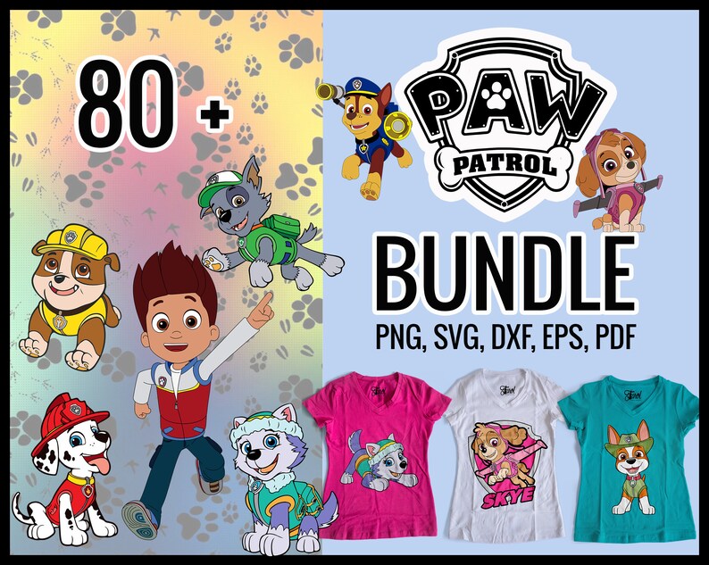Download Paw Patrol SVG Clipart PNG Bundle Chase Skye Everest | Etsy