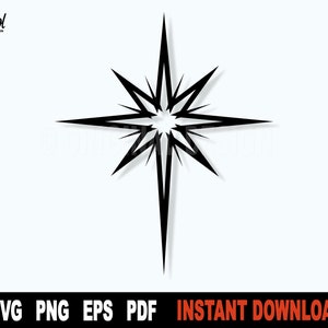Gwiazda północna Svg, Gwiazda Betlejemska SVG Plik dla Cricut, Sylwetka, Gwiazda Svg Plik do cięcia, Gwiazda Bożego Narodzenia Svg Wektor Clipart - Pobieranie cyfrowe