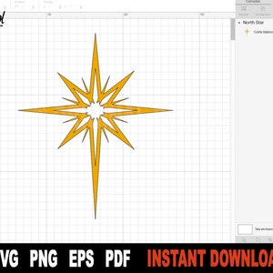 Star of Bethlehem Svg Gold Clipart, North star Svg File For Cricut, Silhouette, Christmas Star Svg, Vector Clipart Png- Digital Download