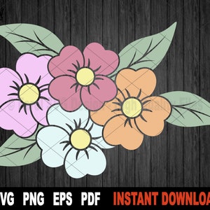 Decoración floral flores svg archivo svg para Cricut, silueta naturaleza svg archivo de corte vector clipart flores de primavera- Descarga digital instantánea