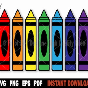 Crayon Svg, Crayon Set Svg File For Cricut, Silhouette,  Crayon Svg Cut File, School supplies Svg Vector Clipart- Instant Digital Download