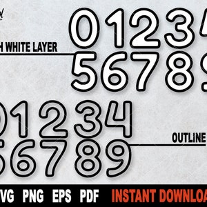 Numbers SVG Bundle,  Simple Numbers SVG File For Cricut, Silhouette, Svg Cut File, Shapes Clipart, Sublimation PNG- Instant Download