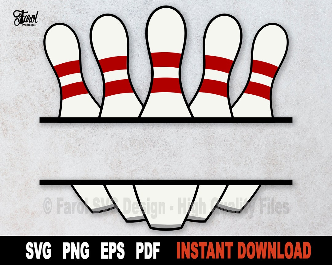 Bowling Pin Svg Cut File, Bowling Split Monogram Svg File for Cricut