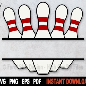 Bowling Pin-Svg-Datei, Bowling-Split-Monogramm-Svg-Datei für Cricut, Sport Clipart, Namensrahmen-Svg, Png-Dateien - sofortiger digitaler Download