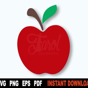 Apple SVG, arquivos SVG da Apple vermelha para Cricut, silhueta, clipart de frutas, arquivo de corte Svg vetorial da Apple, sublimação - download digital instantâneo