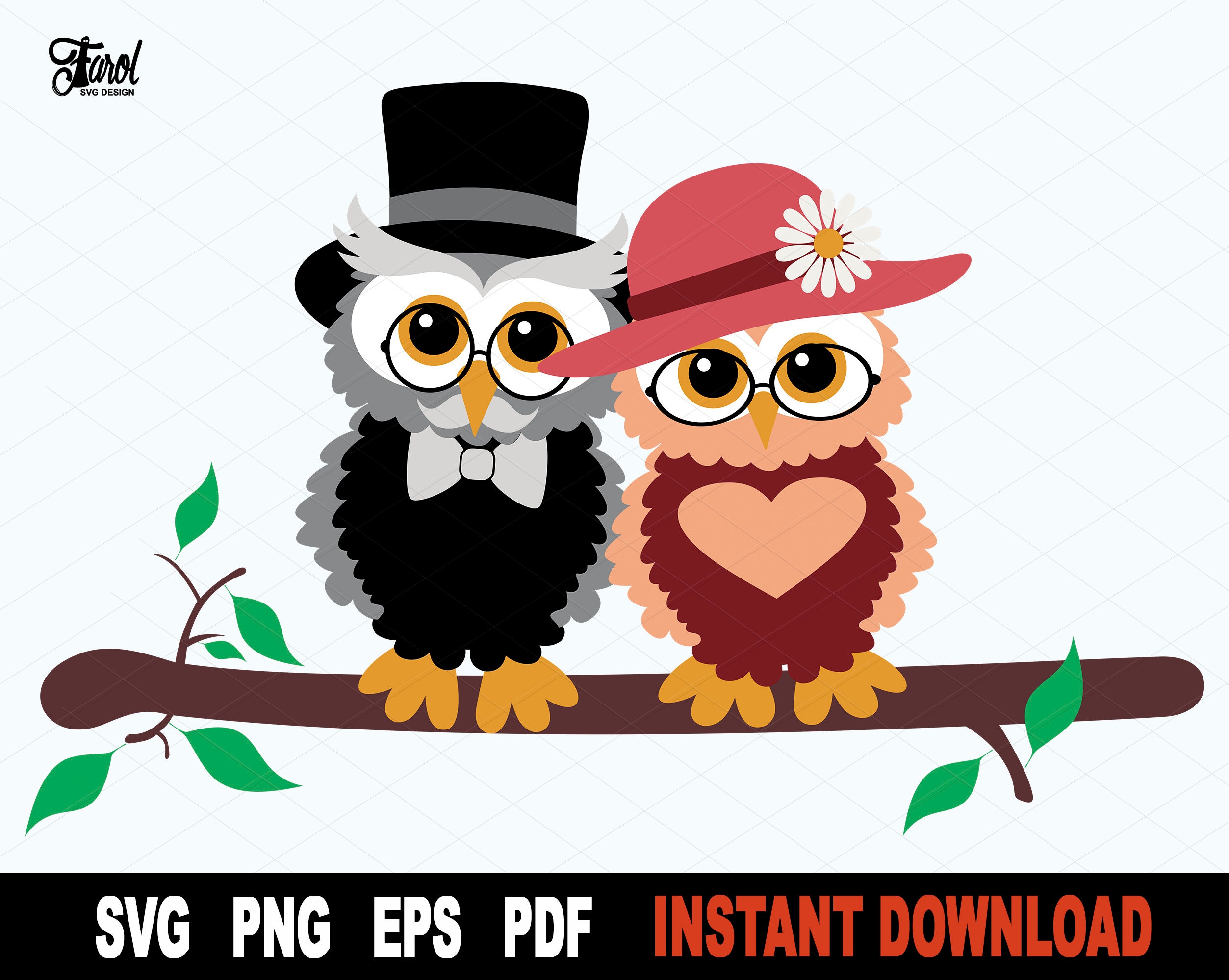 Couple Owls SVG: Valentines Day Cricut Cut File (Digital Download)