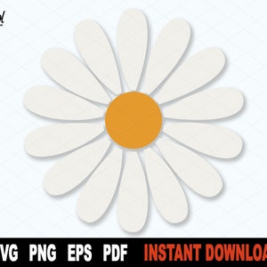 Daisy Flower SVG, Flower SVG File For Cricut, Silhouette, Floral svg Cut File, Nature Svg, Spring Clipart, PNG - Descarga digital instantánea