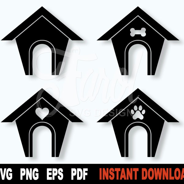 Dog house SVG Cut File, SVG Bundle, Pet Home SVG File For Cricut, Puppy House Clipart - Instant Digital Download