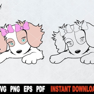 Dog SVG, Cute Puppy Svg Cut File, Beautiful Female Clipart, Farm Animal Cartoon, Pet File For Cricut, Silhouette-  Instant Digital Download