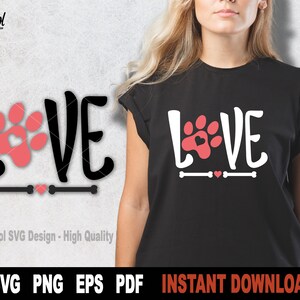 Dog Love Paw SVG: Cricut & Silhouette Cut File (Digital Download)